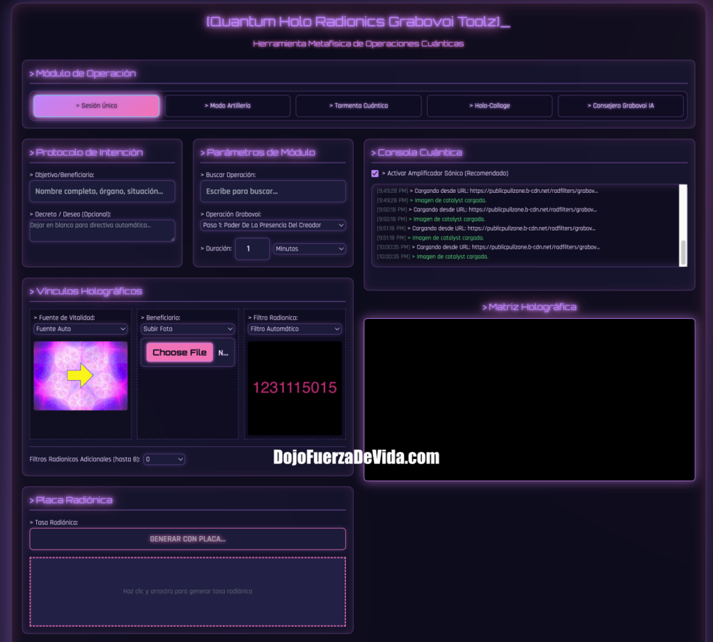 quantum radionics,grabovoi software,radionica holográfica,programa cuántico,manifestación energética,operaciones grabovoi,filtros radionicos,modo artillería,holographic universe,software de sanación,herramientas espirituales,transformación cuántica,app de conciencia,asistente IA espiritual,radionics grabovoi toolz,karl welz,orgonita,fire toolz,quantum radionics fire toolz,dojo fuerza de vida,radionica,magia digital,sanacion holistica,terapais holisticas,codigos de grabovoi,ley de atraccion,manifestacion cuantica,maquinas radionicas