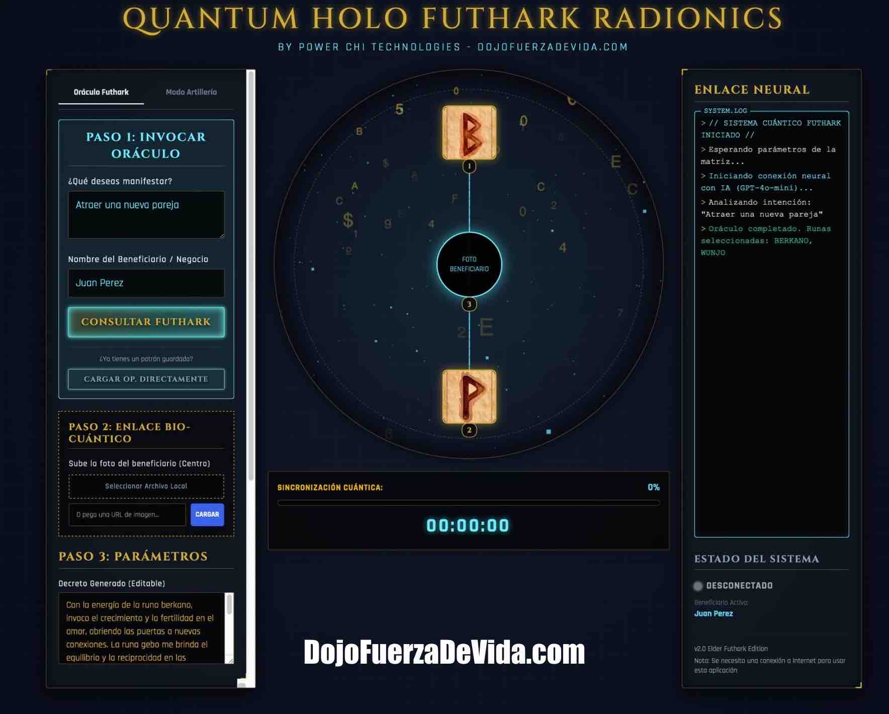 programa quantum holo futhark radionics runes