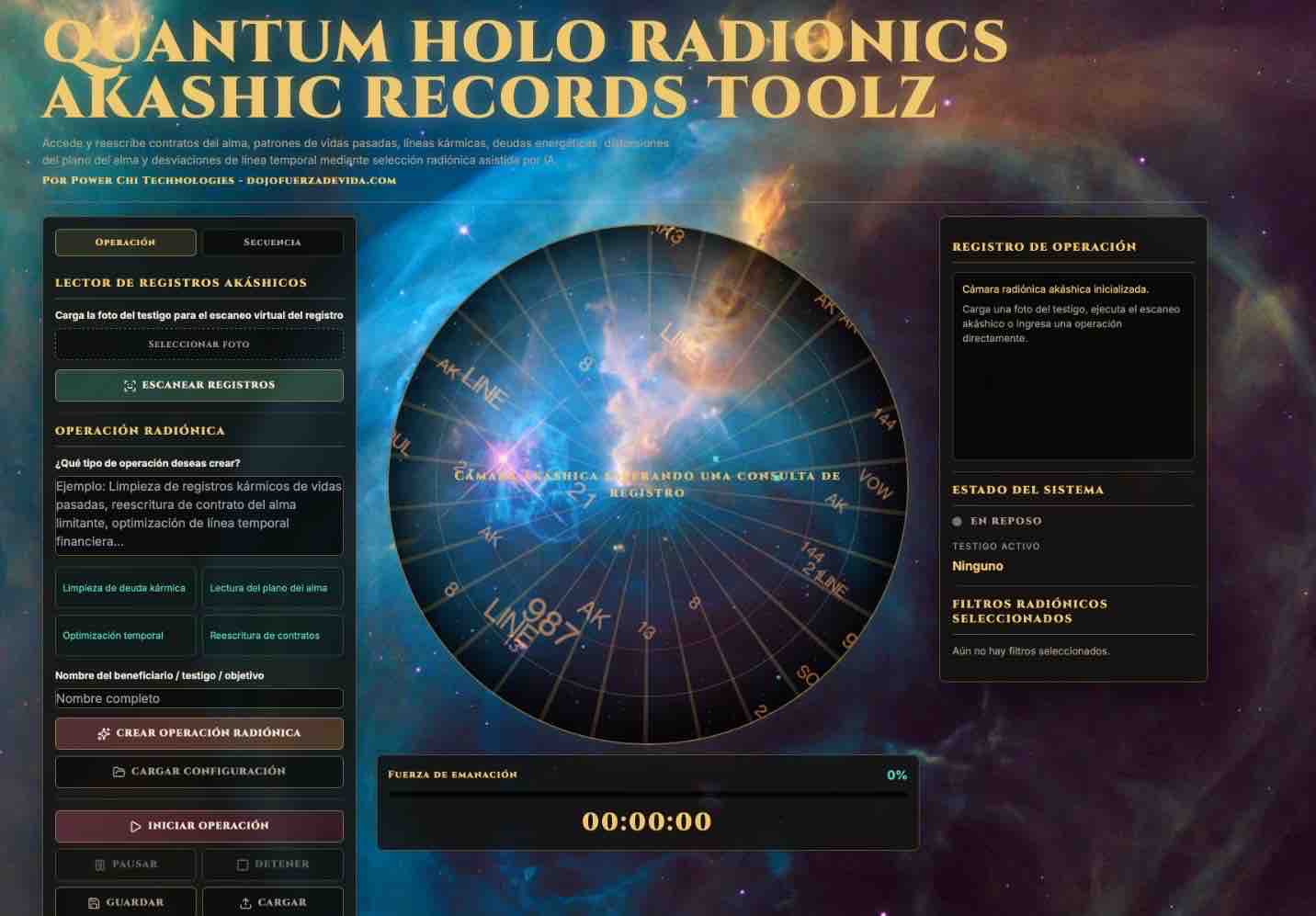 Quantum Holo Radionics Akashic Records Toolz,software registros akáshicos,programa radiónico Windows,radiónica akáshica,IA radiónica,inteligencia artificial radiónica,limpiar deuda kármica,contratos del alma,bloqueos kármicos,software metafísico,registros akáshicos con IA,operaciones radiónicas,filtros radiónicos,decreto radiónico,línea temporal,vidas pasadas,limpieza energética,reprogramación energética,software espiritual,radionics software español,Quantum Radionics,Fire Toolz,Dojo Fuerza de Vida