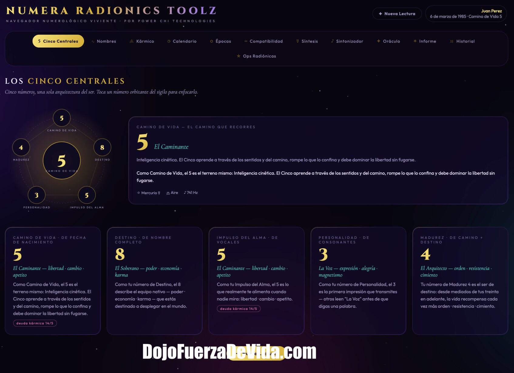 Numera Radionics Toolz,software de numerología,numerología avanzada,numerología radiónica,radionica numerologica,app numerologica,programa de numerología,numerología con IA,inteligencia artificial esotérica,operaciones radiónicas,software radiónico,radionica espiritual,carta numerológica,camino de vida,número de destino,número del alma,compatibilidad numerológica,calendario numerológico,ciclos personales,pináculos numerológicos,deudas kármicas,nombres numerológicos,optimización de nombres,frecuencias solfeggio,oráculo IA,manifestación radiónica,metafísica digital,software esotérico,herramientas holísticas,Dojo Fuerza de Vida