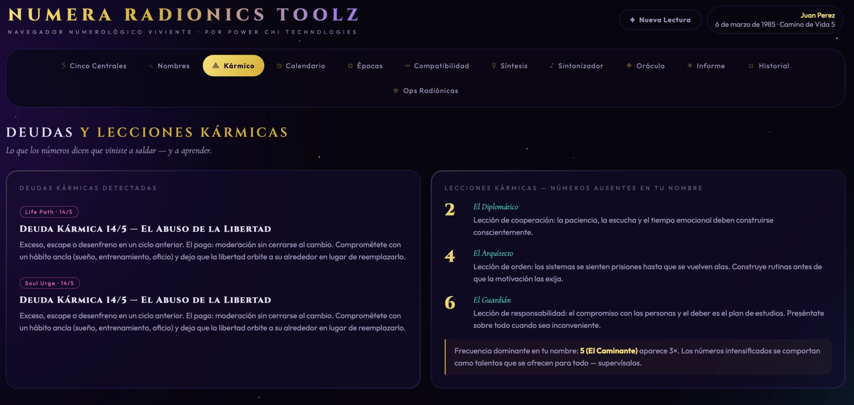 Numera Radionics Toolz,software de numerología,numerología avanzada,numerología radiónica,radionica numerologica,app numerologica,programa de numerología,numerología con IA,inteligencia artificial esotérica,operaciones radiónicas,software radiónico,radionica espiritual,carta numerológica,camino de vida,número de destino,número del alma,compatibilidad numerológica,calendario numerológico,ciclos personales,pináculos numerológicos,deudas kármicas,nombres numerológicos,optimización de nombres,frecuencias solfeggio,oráculo IA,manifestación radiónica,metafísica digital,software esotérico,herramientas holísticas,Dojo Fuerza de Vida