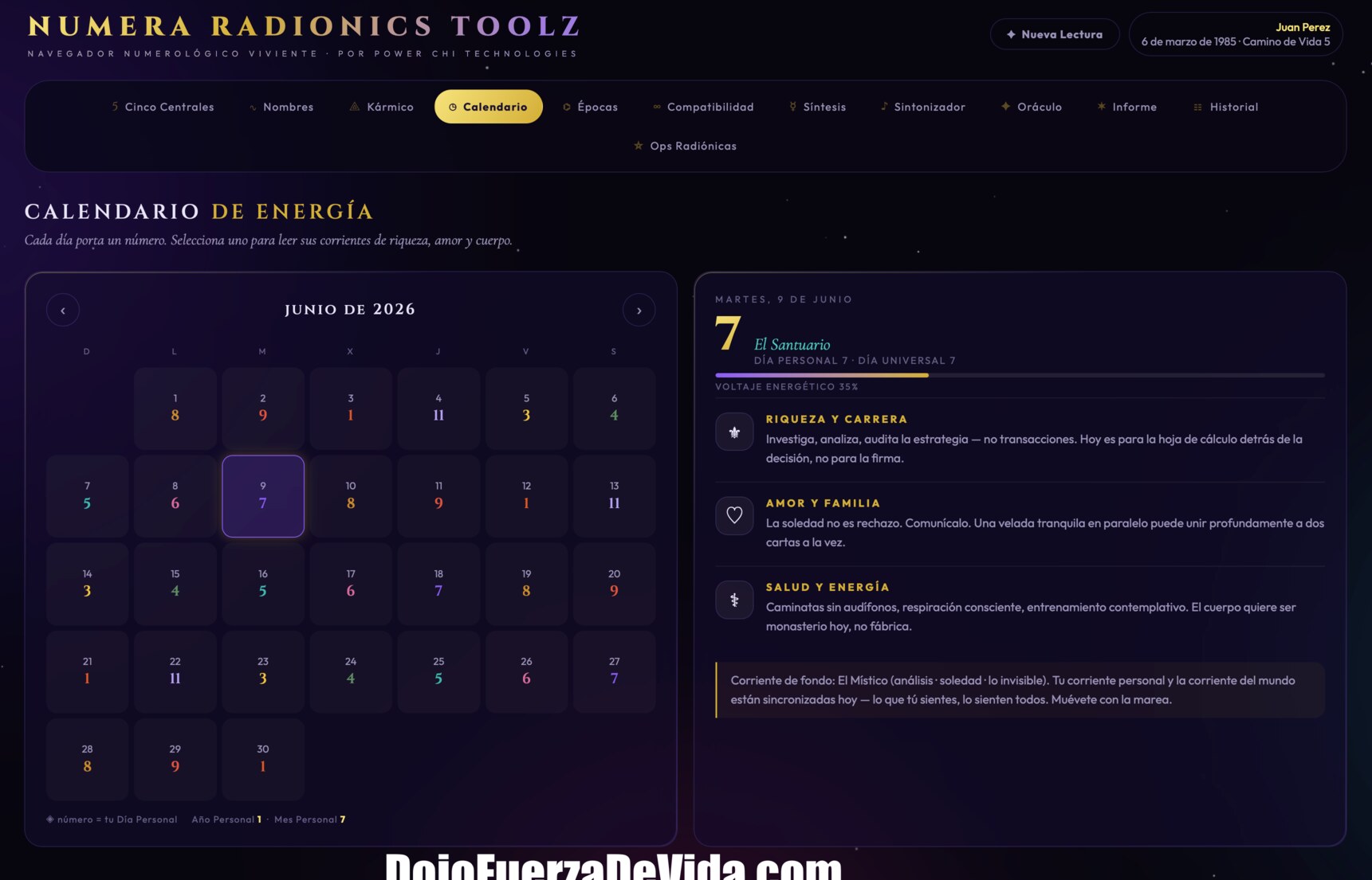 Numera Radionics Toolz,software de numerología,numerología avanzada,numerología radiónica,radionica numerologica,app numerologica,programa de numerología,numerología con IA,inteligencia artificial esotérica,operaciones radiónicas,software radiónico,radionica espiritual,carta numerológica,camino de vida,número de destino,número del alma,compatibilidad numerológica,calendario numerológico,ciclos personales,pináculos numerológicos,deudas kármicas,nombres numerológicos,optimización de nombres,frecuencias solfeggio,oráculo IA,manifestación radiónica,metafísica digital,software esotérico,herramientas holísticas,Dojo Fuerza de Vida