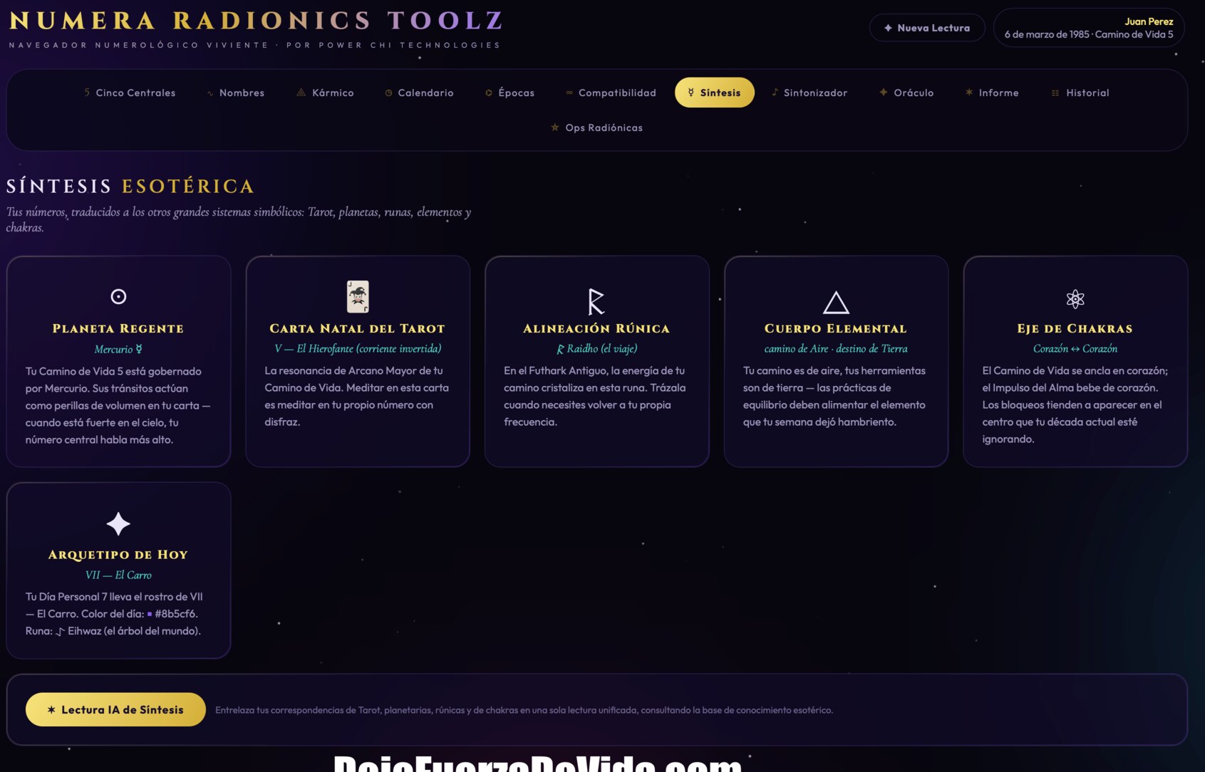 Numera Radionics Toolz,software de numerología,numerología avanzada,numerología radiónica,radionica numerologica,app numerologica,programa de numerología,numerología con IA,inteligencia artificial esotérica,operaciones radiónicas,software radiónico,radionica espiritual,carta numerológica,camino de vida,número de destino,número del alma,compatibilidad numerológica,calendario numerológico,ciclos personales,pináculos numerológicos,deudas kármicas,nombres numerológicos,optimización de nombres,frecuencias solfeggio,oráculo IA,manifestación radiónica,metafísica digital,software esotérico,herramientas holísticas,Dojo Fuerza de Vida