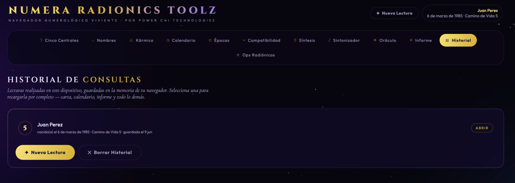 Numera Radionics Toolz,software de numerología,numerología avanzada,numerología radiónica,radionica numerologica,app numerologica,programa de numerología,numerología con IA,inteligencia artificial esotérica,operaciones radiónicas,software radiónico,radionica espiritual,carta numerológica,camino de vida,número de destino,número del alma,compatibilidad numerológica,calendario numerológico,ciclos personales,pináculos numerológicos,deudas kármicas,nombres numerológicos,optimización de nombres,frecuencias solfeggio,oráculo IA,manifestación radiónica,metafísica digital,software esotérico,herramientas holísticas,Dojo Fuerza de Vida