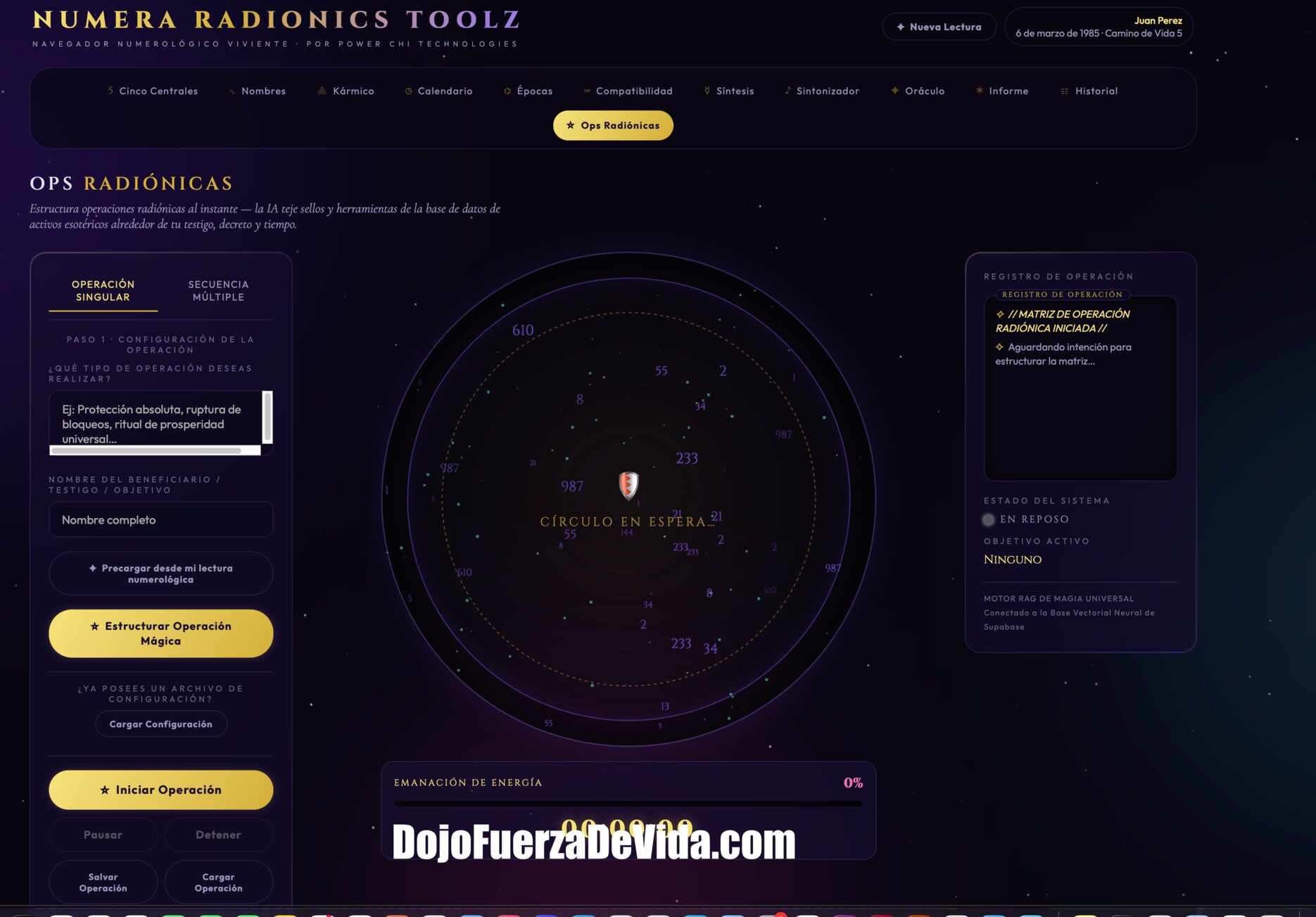 Numera Radionics Toolz,software de numerología,numerología avanzada,numerología radiónica,radionica numerologica,app numerologica,programa de numerología,numerología con IA,inteligencia artificial esotérica,operaciones radiónicas,software radiónico,radionica espiritual,carta numerológica,camino de vida,número de destino,número del alma,compatibilidad numerológica,calendario numerológico,ciclos personales,pináculos numerológicos,deudas kármicas,nombres numerológicos,optimización de nombres,frecuencias solfeggio,oráculo IA,manifestación radiónica,metafísica digital,software esotérico,herramientas holísticas,Dojo Fuerza de Vida
