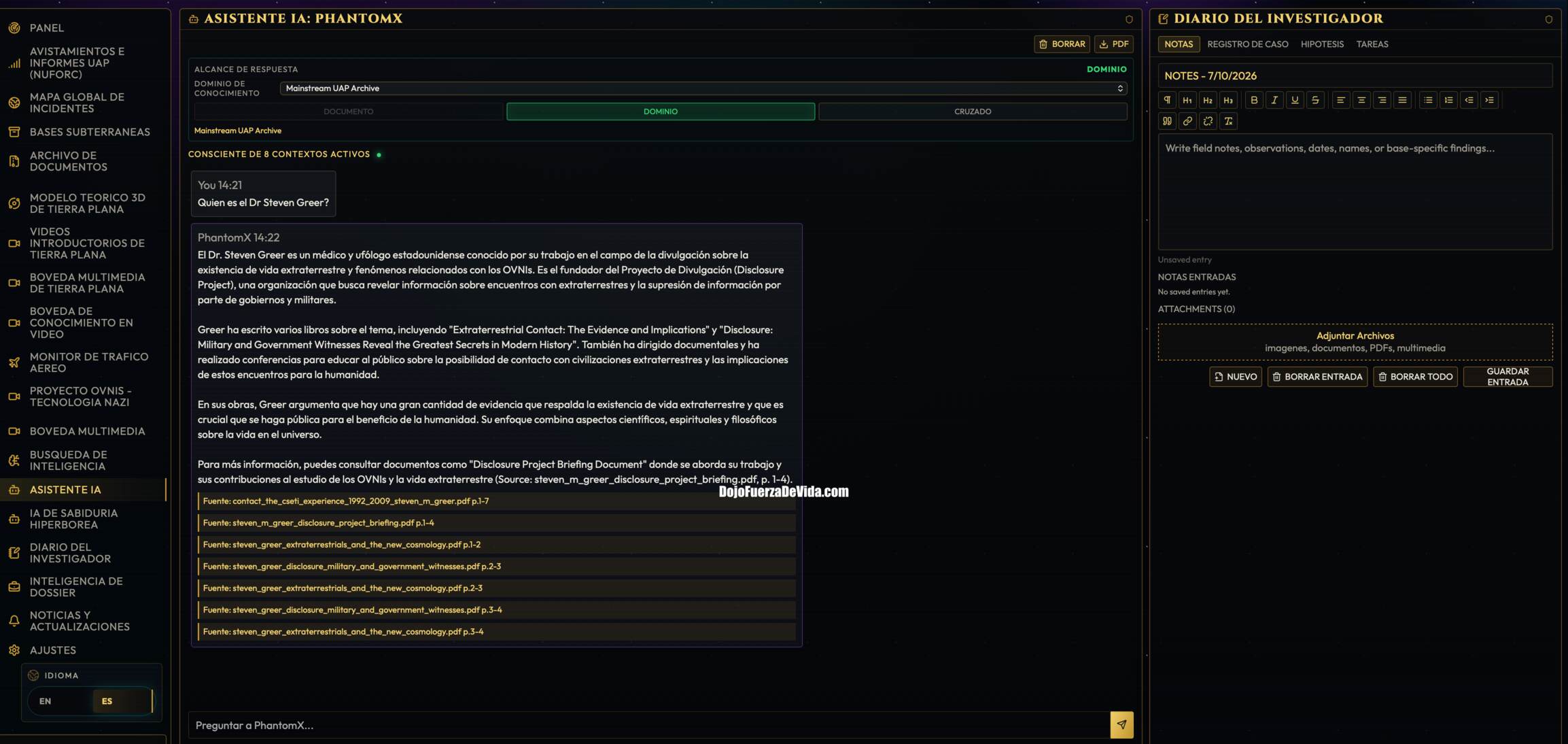 Sky Vault PhantomX,software OVNI,programa para investigar OVNIs,investigación UAP,archivos extraterrestres,documentos OVNI desclasificados,inteligencia artificial OVNI,archivos gubernamentales OVNI,reportes de avistamientos,mapa de avistamientos OVNI,NUFORC,fenómenos anómalos no identificados,investigación alienígena,documentos de divulgación OVNI,bases subterráneas alienígenas,archivos confidenciales OVNI,biblioteca OVNI digital,software de investigación paranormal,estación de inteligencia OVNI,divulgación extraterrestre,expedientes UAP,videos OVNI,fotografías OVNI,dossier de investigación,buscador semántico OVNI,programa OVNI para Windows,programa OVNI para Mac,inteligencia artificial extraterrestre,bóveda de archivos OVNI,investigación de fenómenos aéreos