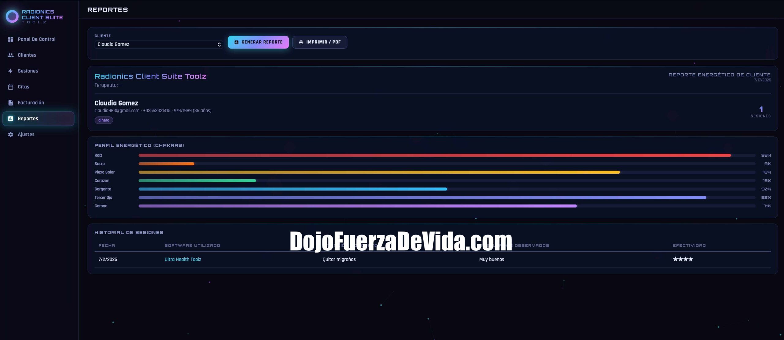 Radionics Clients Suite Toolz,software para radiónica,CRM para terapeutas holísticos,gestión de clientes radiónica,historial de sesiones,agenda para terapeutas,facturación de consultas,informes de clientes,software para radiestesia,programa para Reiki,gestión de consultas de tarot,software para astrólogos,CRM offline,software para Windows y Mac,Quantum Radionics Fire Toolz,registro de operaciones radiónicas,administración de terapias holísticas,base de datos de clientes,agenda de consultas espirituales,software para profesionales metafísicos