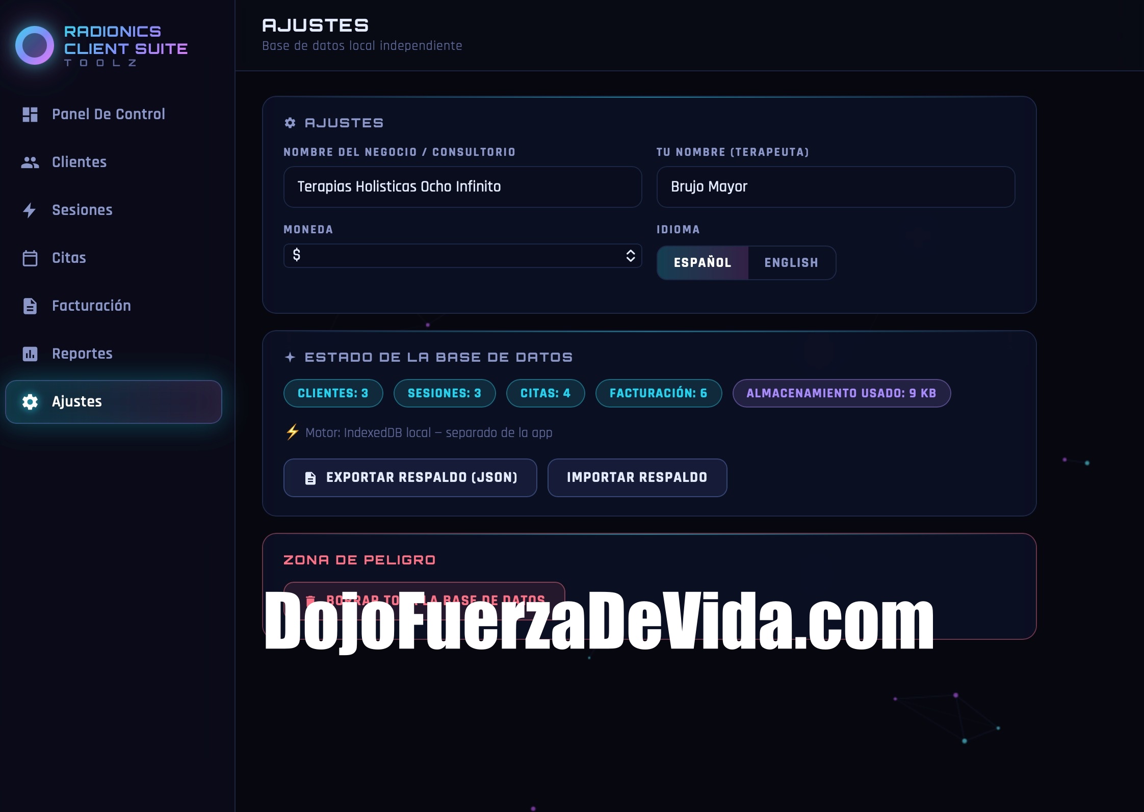 Radionics Clients Suite Toolz,software para radiónica,CRM para terapeutas holísticos,gestión de clientes radiónica,historial de sesiones,agenda para terapeutas,facturación de consultas,informes de clientes,software para radiestesia,programa para Reiki,gestión de consultas de tarot,software para astrólogos,CRM offline,software para Windows y Mac,Quantum Radionics Fire Toolz,registro de operaciones radiónicas,administración de terapias holísticas,base de datos de clientes,agenda de consultas espirituales,software para profesionales metafísicos