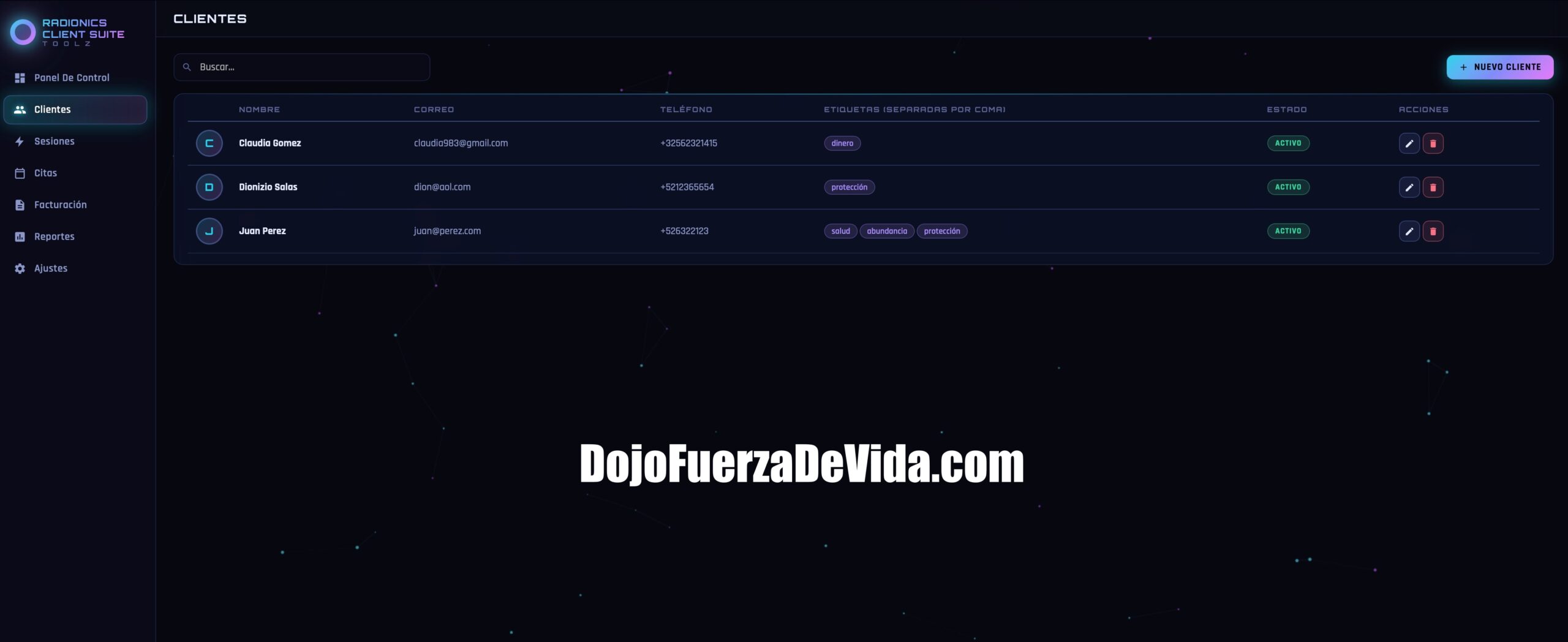 Radionics Clients Suite Toolz,software para radiónica,CRM para terapeutas holísticos,gestión de clientes radiónica,historial de sesiones,agenda para terapeutas,facturación de consultas,informes de clientes,software para radiestesia,programa para Reiki,gestión de consultas de tarot,software para astrólogos,CRM offline,software para Windows y Mac,Quantum Radionics Fire Toolz,registro de operaciones radiónicas,administración de terapias holísticas,base de datos de clientes,agenda de consultas espirituales,software para profesionales metafísicos