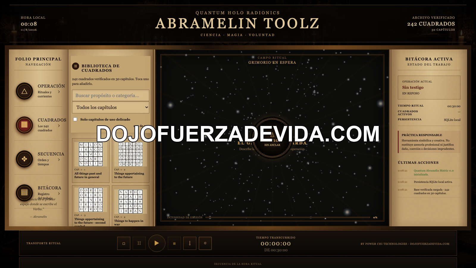 Biblioteca desplazable de 242 cuadrados Abramelin