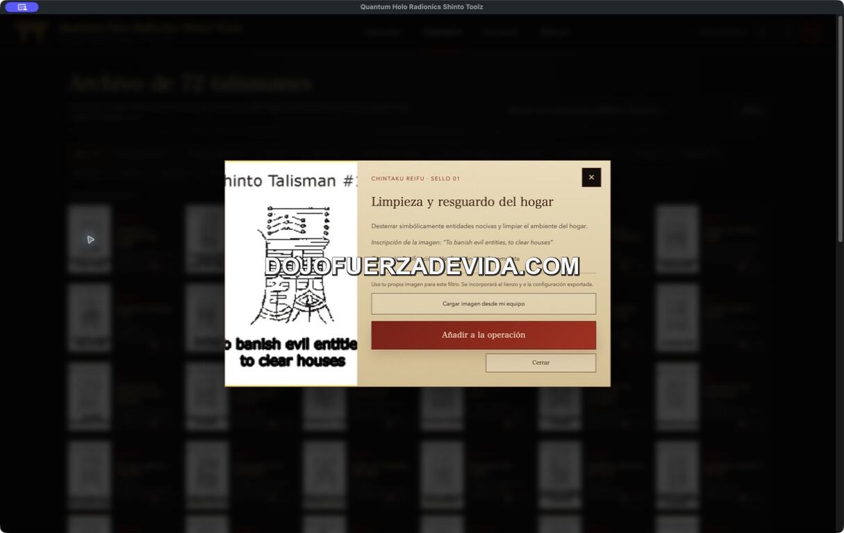Ficha detallada de un talismán sobre pergamino antiguo