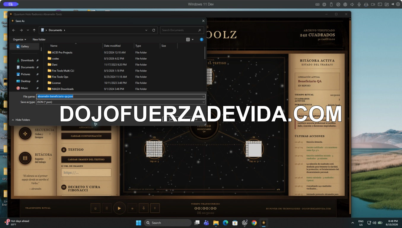 Cuadro nativo para guardar una configuración Abramelin