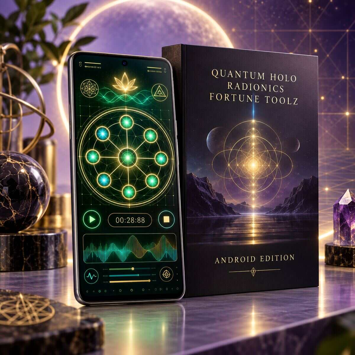 02 fortune android mockup violet Edición Android de Quantum Holo Radionics Fortune Toolz