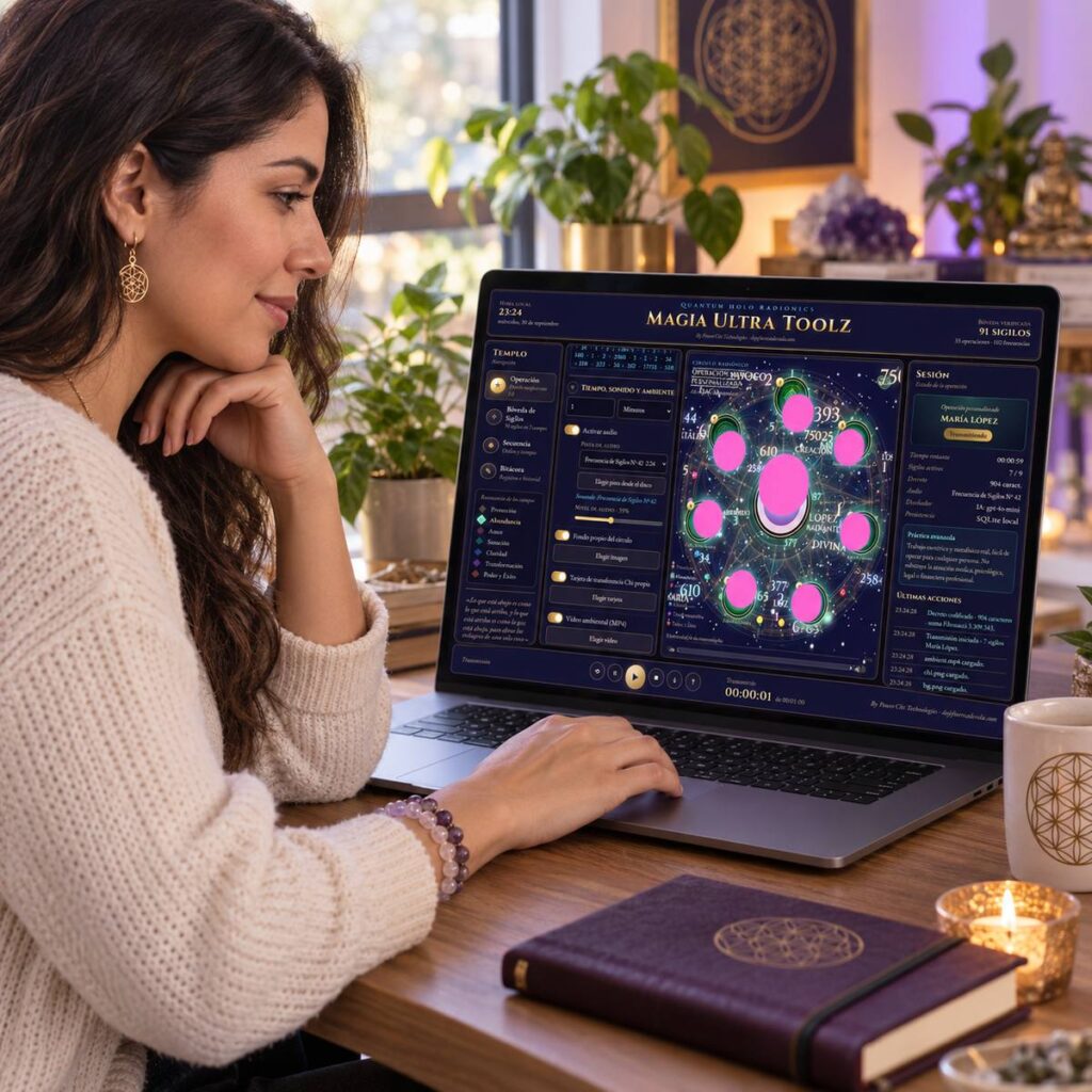 Quantum Holo Radionics Magia Ultra Toolz - 03 magia ultra woman using app