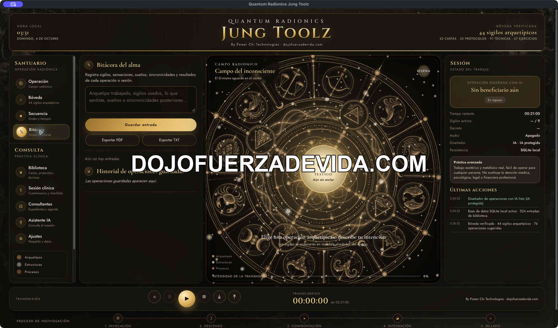 Bitácora del alma Bitácora del alma con exportación PDF y TXT
