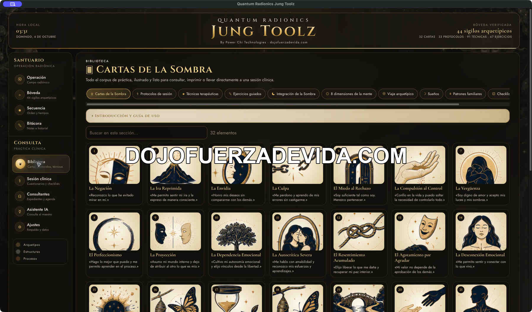 Cartas de la Sombra Biblioteca de 32 Cartas de la Sombra