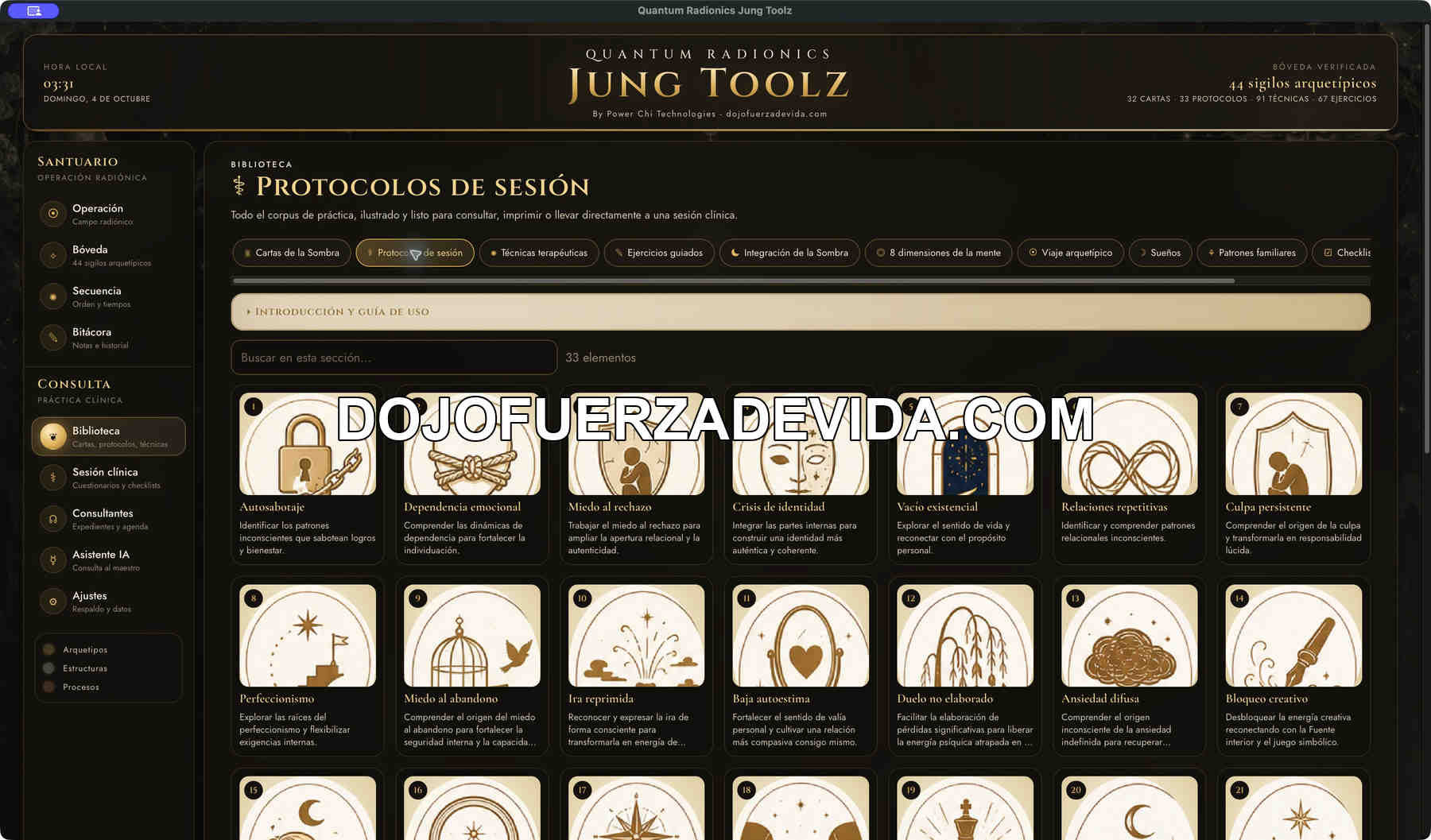 Protocolos de sesión Biblioteca de 33 protocolos de sesión