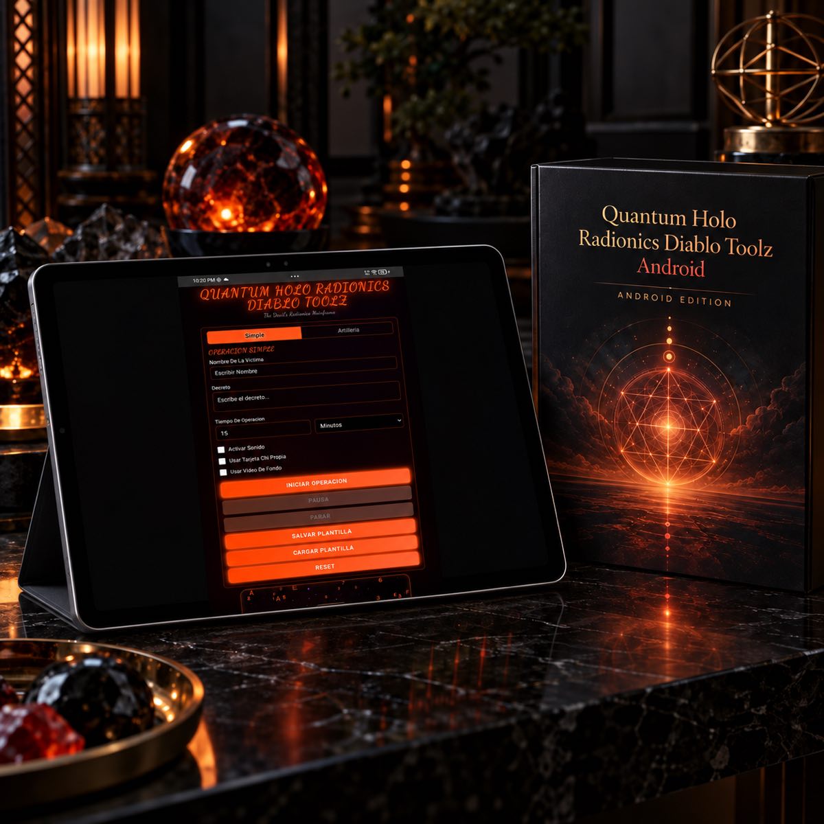Diablo Toolz Android en tableta con la interfaz real de la aplicación